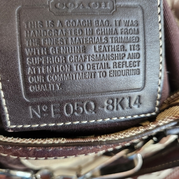 Vintage Coach Hampton Signature Demi Khaki Striped Brown and Tan Satche - Picture 11 of 14